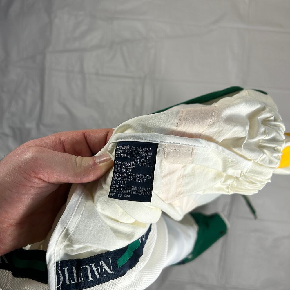Vintage Nautica Men's Large Sailing Jacket White with Accents, Roll Away Hood - Picture 5 of 12
